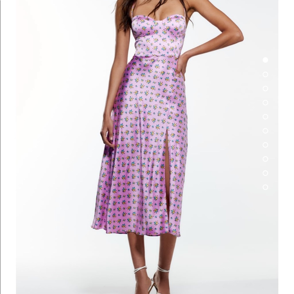 NWT Zara floral corset new satin mauve MIDI dress